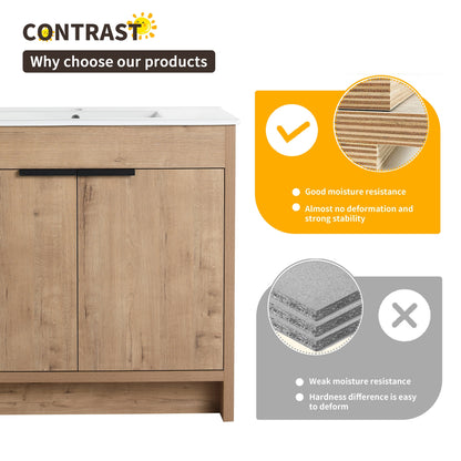 Beingnext Meuble-lavabo 24/30/36 avec porte à fermeture douce et étagère réglable