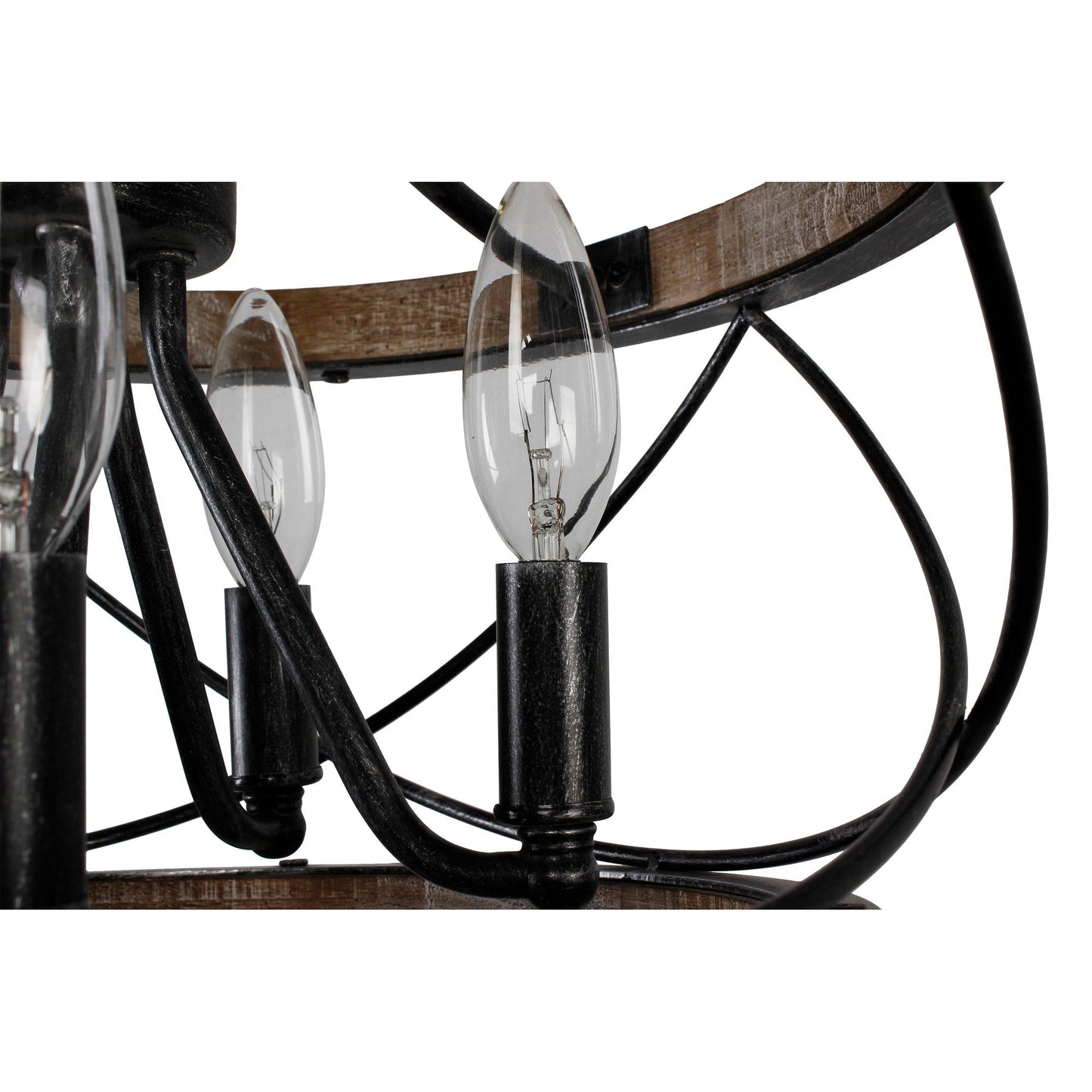 Lustre cage rustique en bois Bella Depot à 5 lumières, éclairage à intensité variable, suspension réglable de 15,7 pouces pour îlot de cuisine