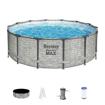 Piscine hors sol ronde Bestway Steel Pro MAX avec pompe et couverture