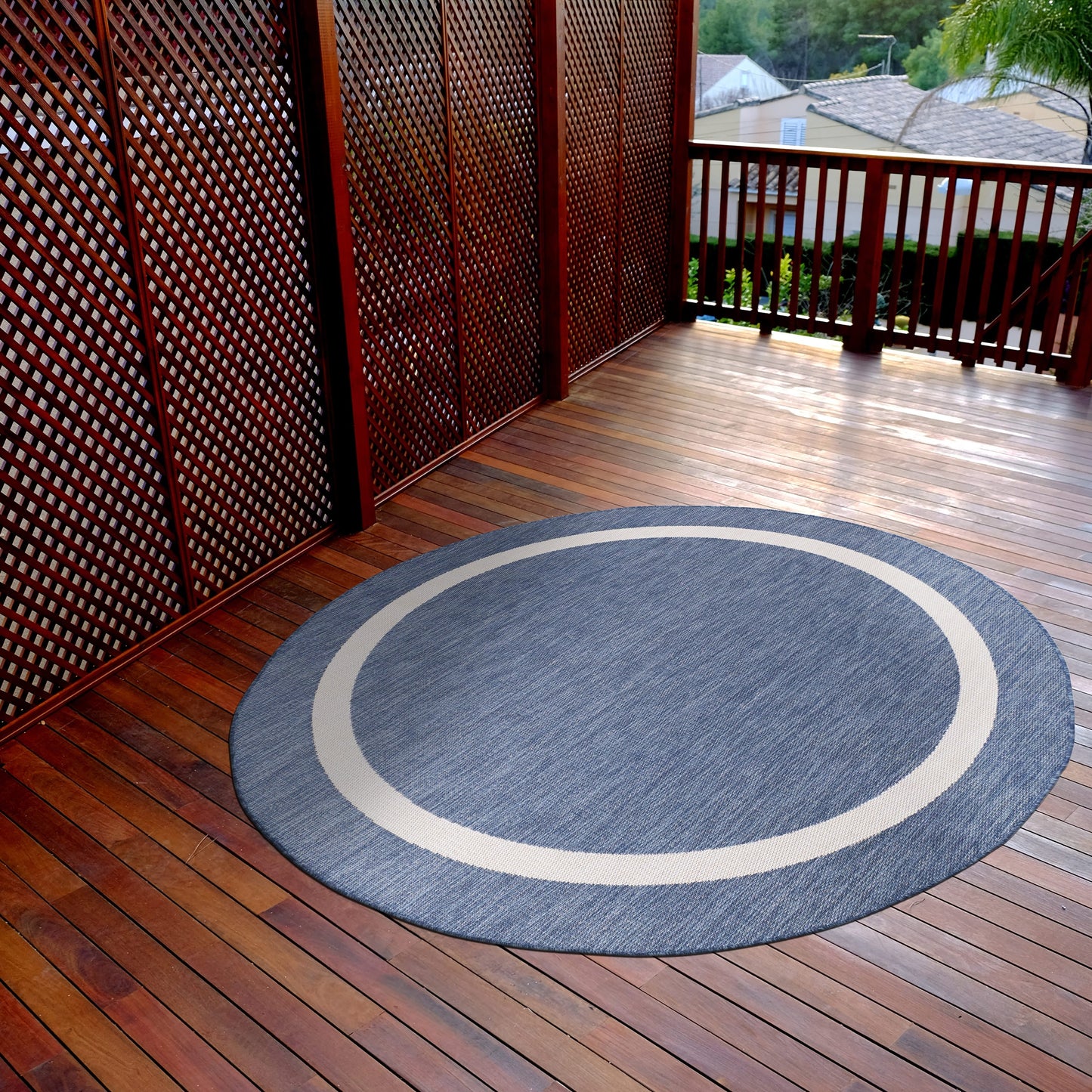 Beverly Rug Modern Bordered Indoor Outdoor Rug, Outside Carpet for Patio, Deck, Porch