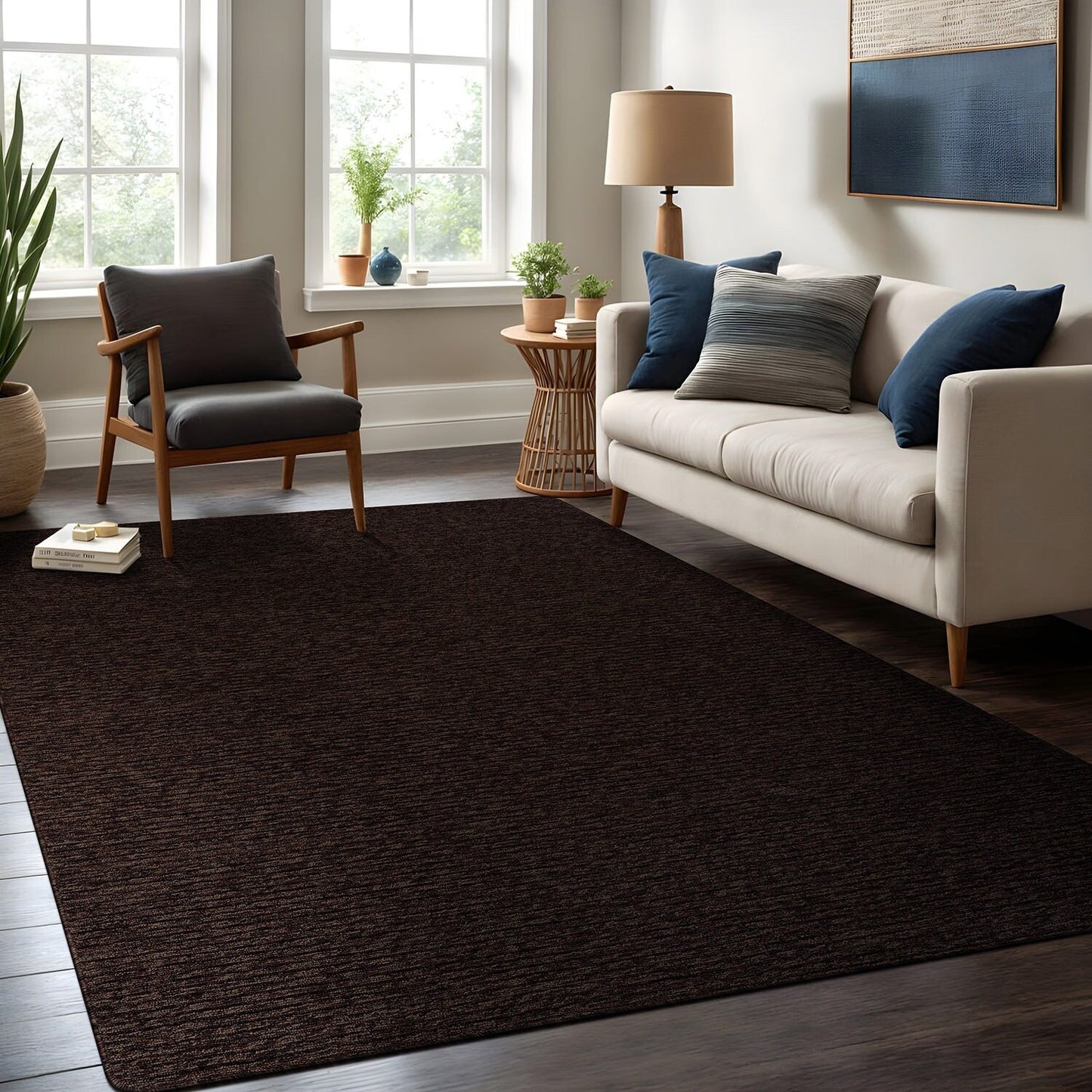 Beverly Rug Solid Color Non-Slip Rubber Back Washable Indoor Area Rug
