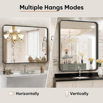 Modern Metal Frame Wall Mounted Bathroom Vanity Mirror with 5-year warranty