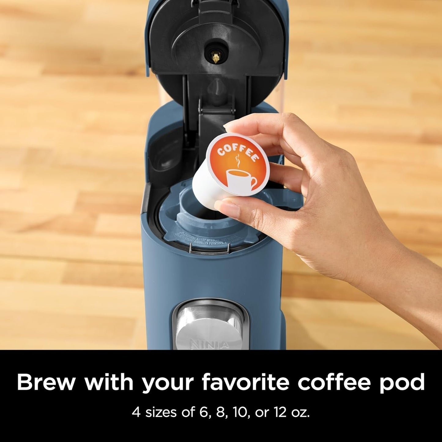 Cafetière bleue à dose unique, compatible K-Cup, réservoir de 1,6 l, 6 à 68 cl, format compact