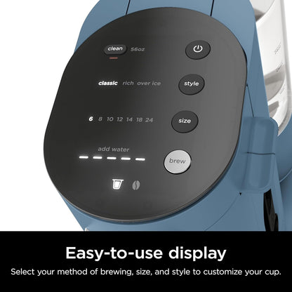 Cafetière bleue à dose unique, compatible K-Cup, réservoir de 1,6 l, 6 à 68 cl, format compact