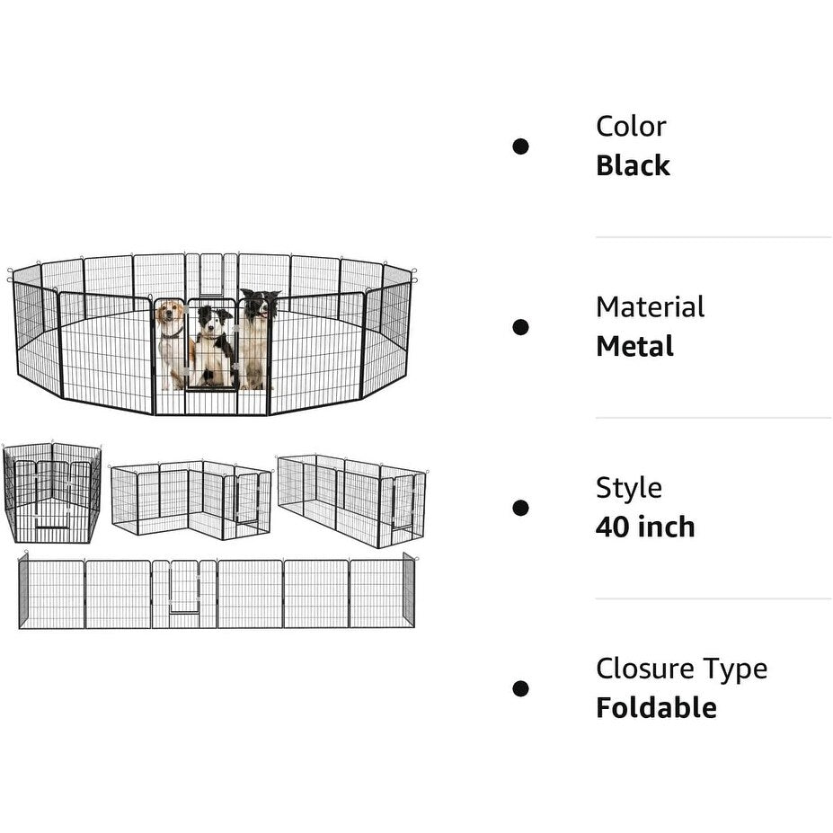 Bossin Dog Playpen Dog Kennel Pen Cage Dog Fence Exercise Pen with Doors 8/16/24 Panel