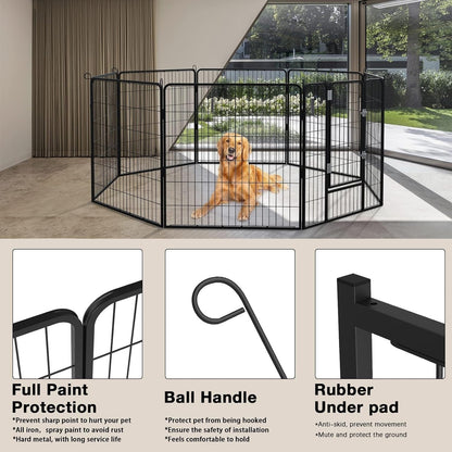 Bossin Dog Playpen Dog Kennel Pen Cage Dog Fence Exercise Pen with Doors 8/16/24 Panel