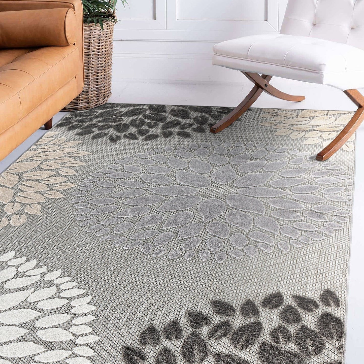 Brescia Modern Floral Circles Indoor/Outdoor Area Rug