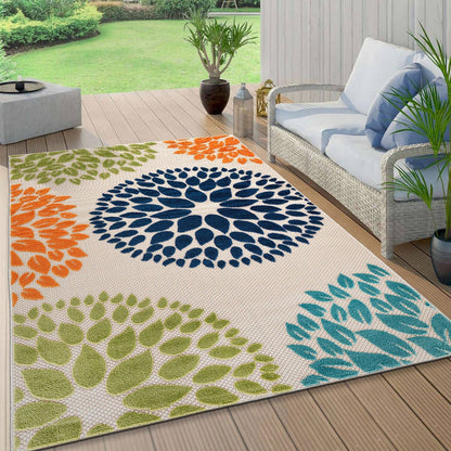 Brescia Modern Floral Circles Indoor/Outdoor Area Rug