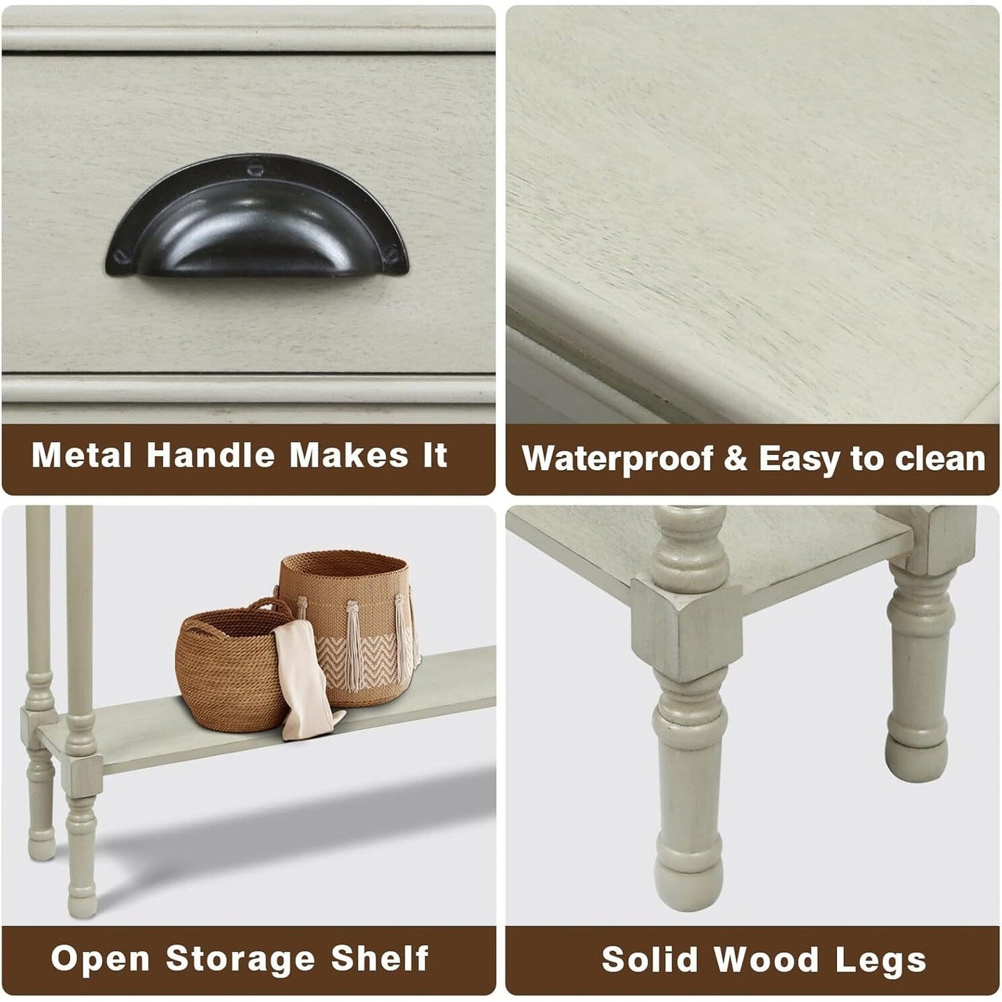 Console d'entrée à 3 tiroirs en bois de Burlington