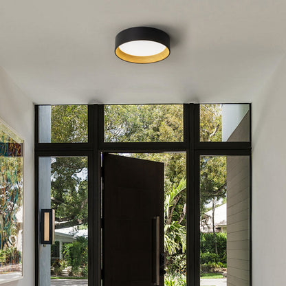 C Cattleya Black and Woodgrain 3CCT Integrated LED Flush Mount Ceiling Light