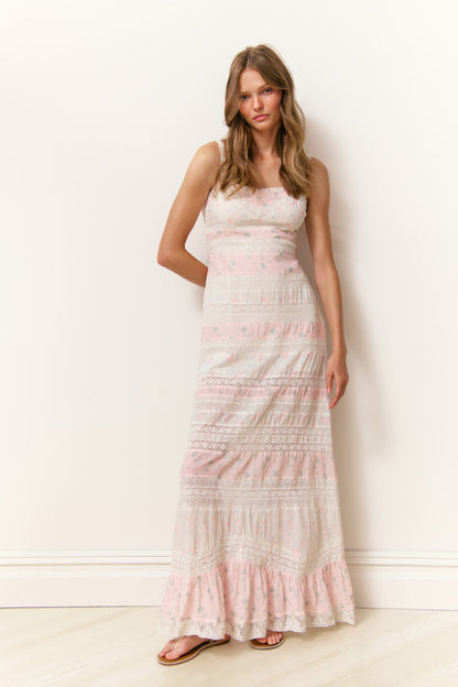 Robe longue en coton à imprimés mixtes Carwen