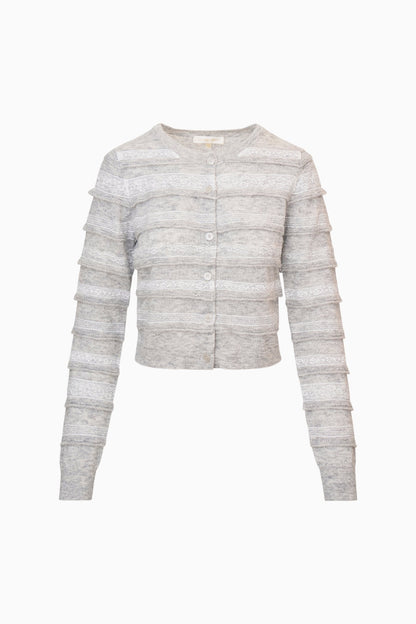 Cardigan rayé en dentelle et mélange d'alpaga Claralise