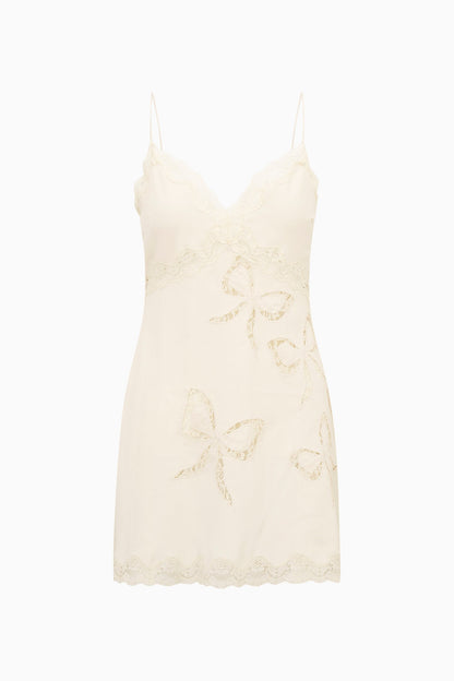 Mini-robe en crêpe et dentelle avec nœud Cori