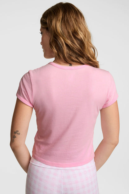 T-shirt rétro en coton PINK x LoveShackFancy