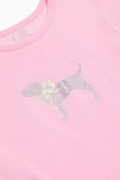 T-shirt rétro en coton PINK x LoveShackFancy
