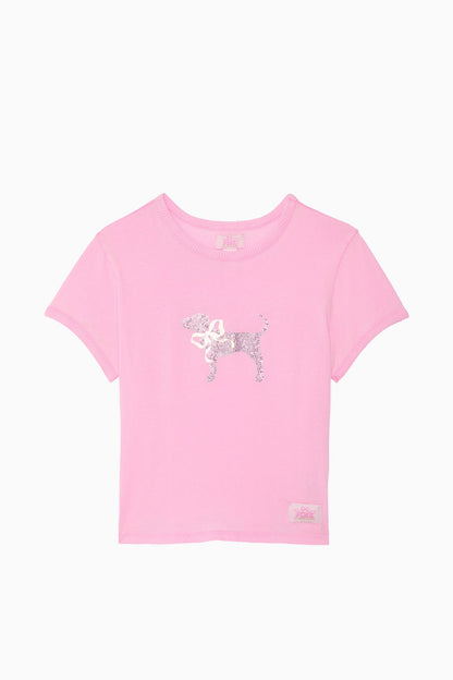 T-shirt rétro en coton PINK x LoveShackFancy