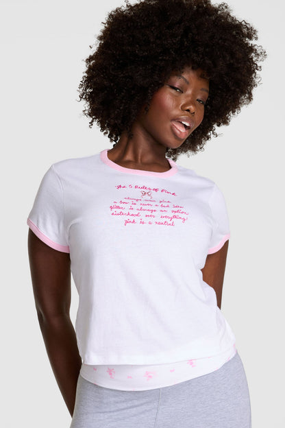 T-shirt rétro en coton PINK x LoveShackFancy
