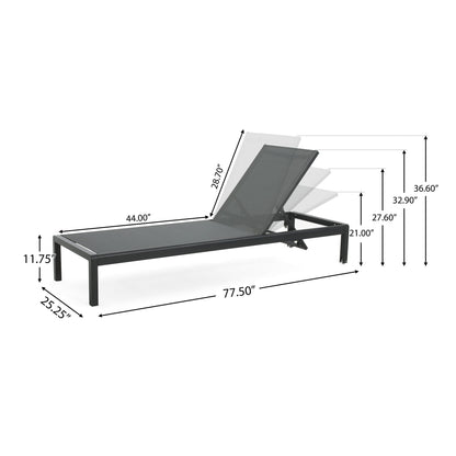 Chaise longue d'extérieur en aluminium Cape Coral (lot de 2) par Christopher Knight Home - 77,56 po x 25,20 po x 11,80 po