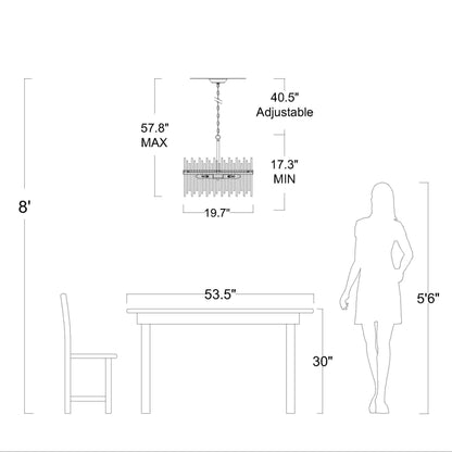Lustre Casandra 5 lumières en bronze brillant avec barres en verre transparent - Bronze brillant