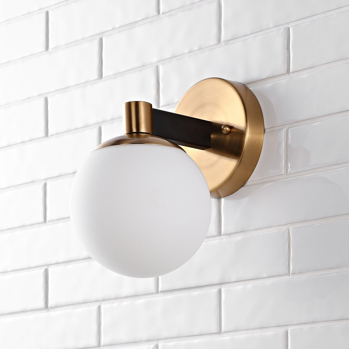 Cecil Globe Metal/Frosted Glass Modern Contemporary LED Vanity, by JONATHAN Y