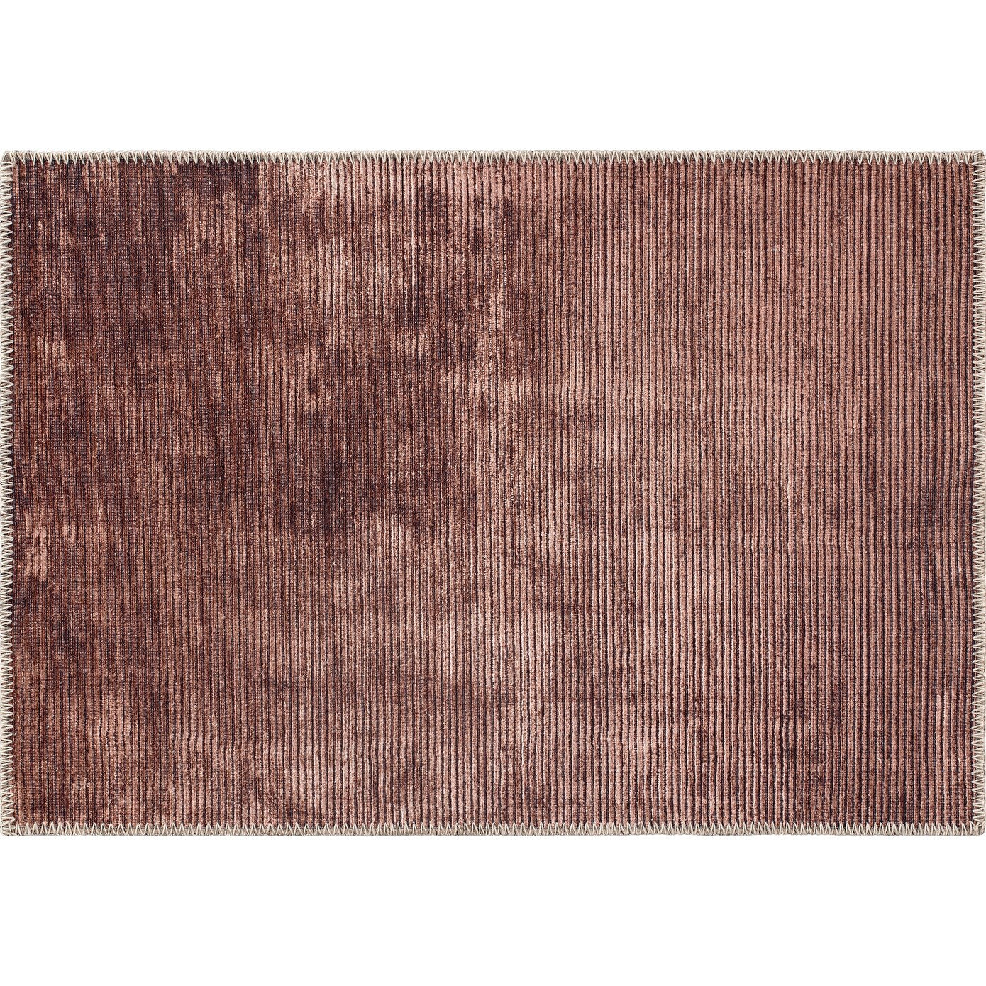 Contemporary Distressed Stripe Machine Washable Area Rug