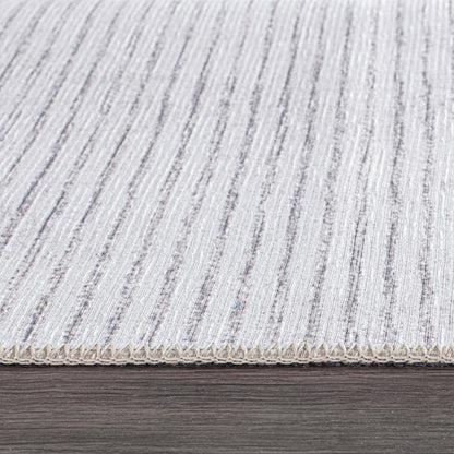 Contemporary Distressed Stripe Machine Washable Area Rug