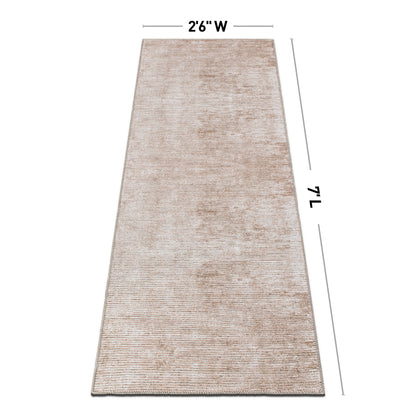 Contemporary Distressed Stripe Machine Washable Area Rug
