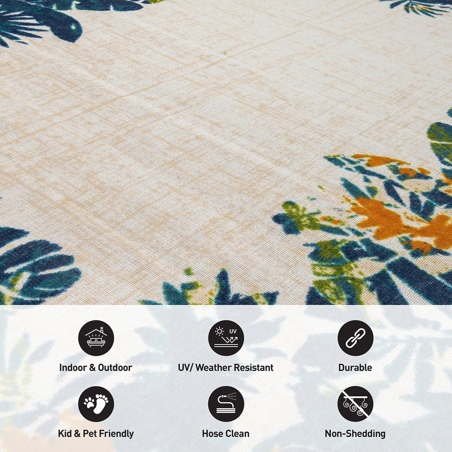 Contemporary Floral Border Indoor/Outdoor Area Rug