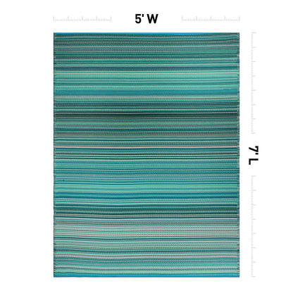 Contemporary Stripe Reversible Plastic Outdoor Rugs