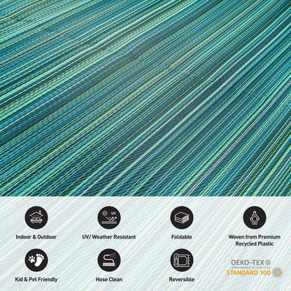 Contemporary Stripe Reversible Plastic Outdoor Rugs