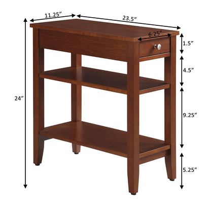 Convenience Concepts American Heritage 1 Drawer Chairside End Table with Shelves