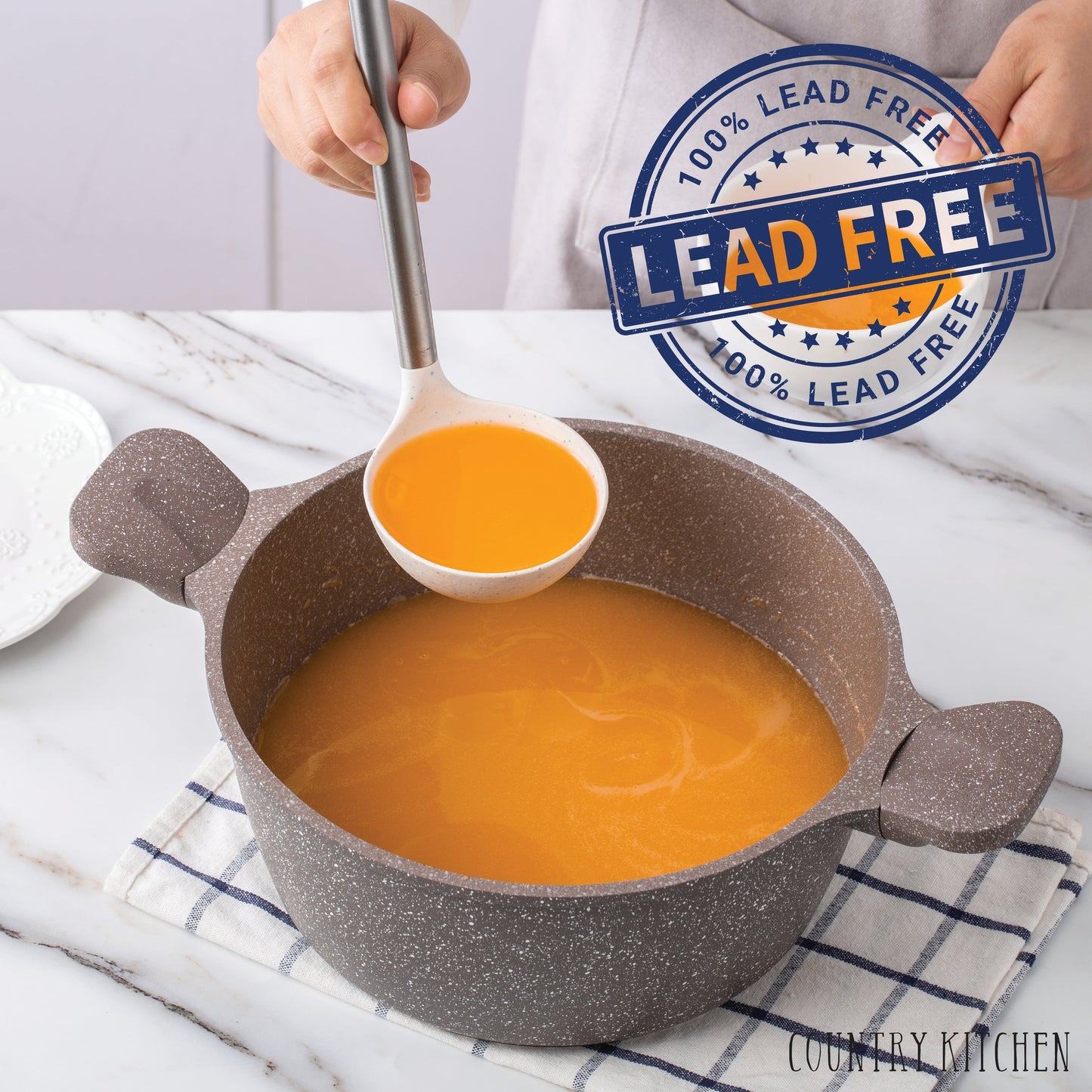 Country Kitchen Non-Stick Cast Aluminum Cookware Set - Durable Kitchen Cookware for Everyday Cooking, 6-11 Pc