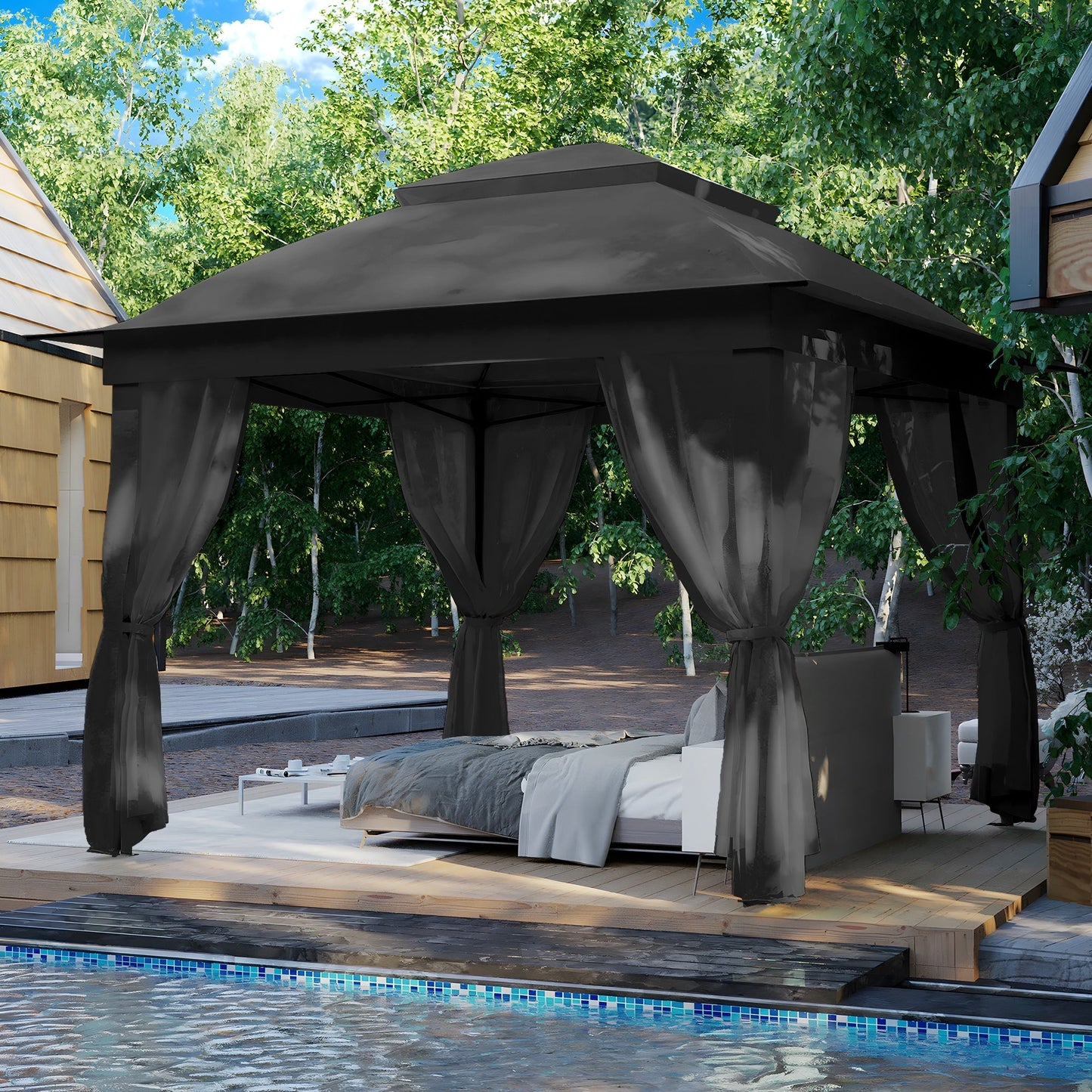 Gazebo escamotable en acier Cozywor de 11 pi x 11 pi avec moustiquaire