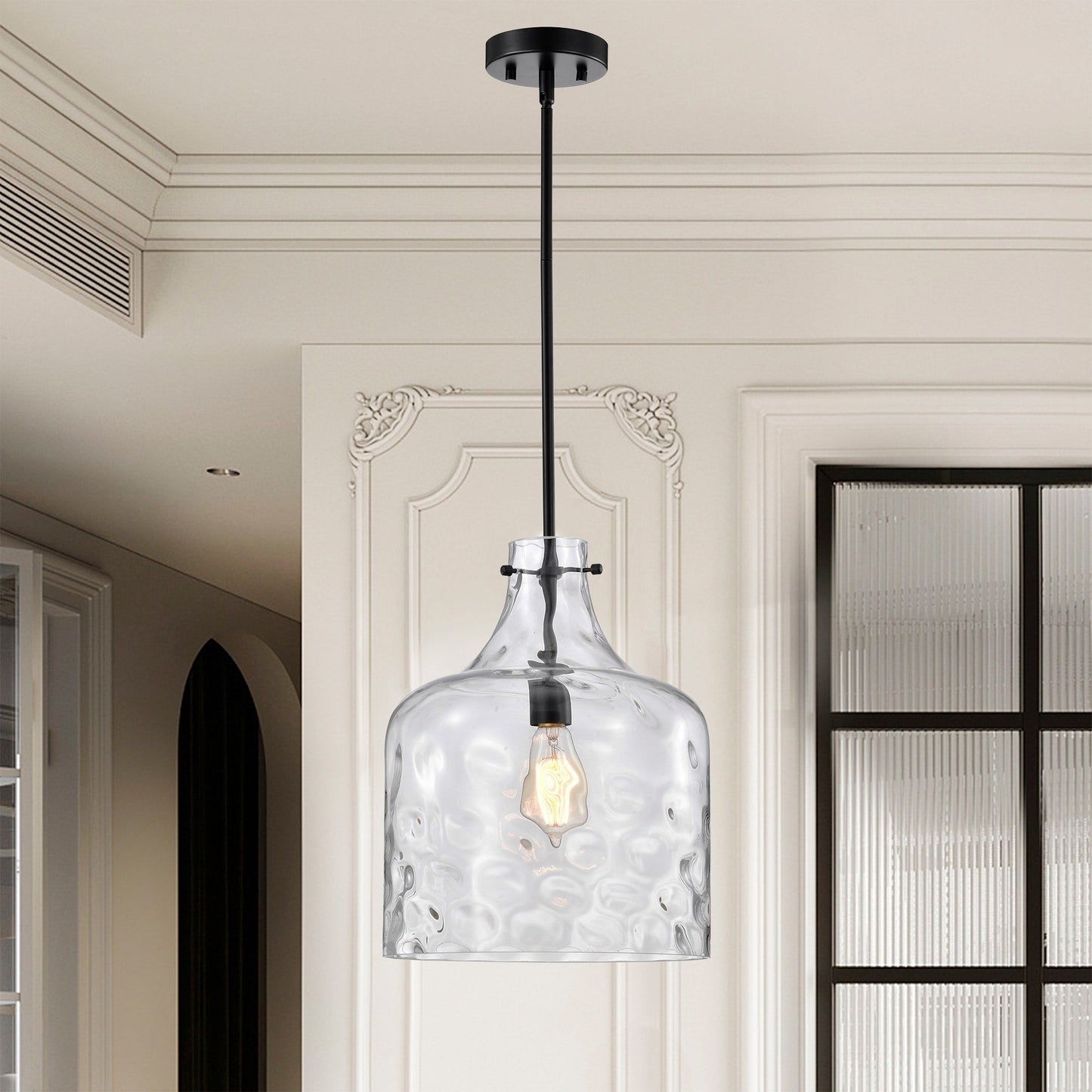Daelan Clear Dimpled Glass Single Light Pendant Light - 12in