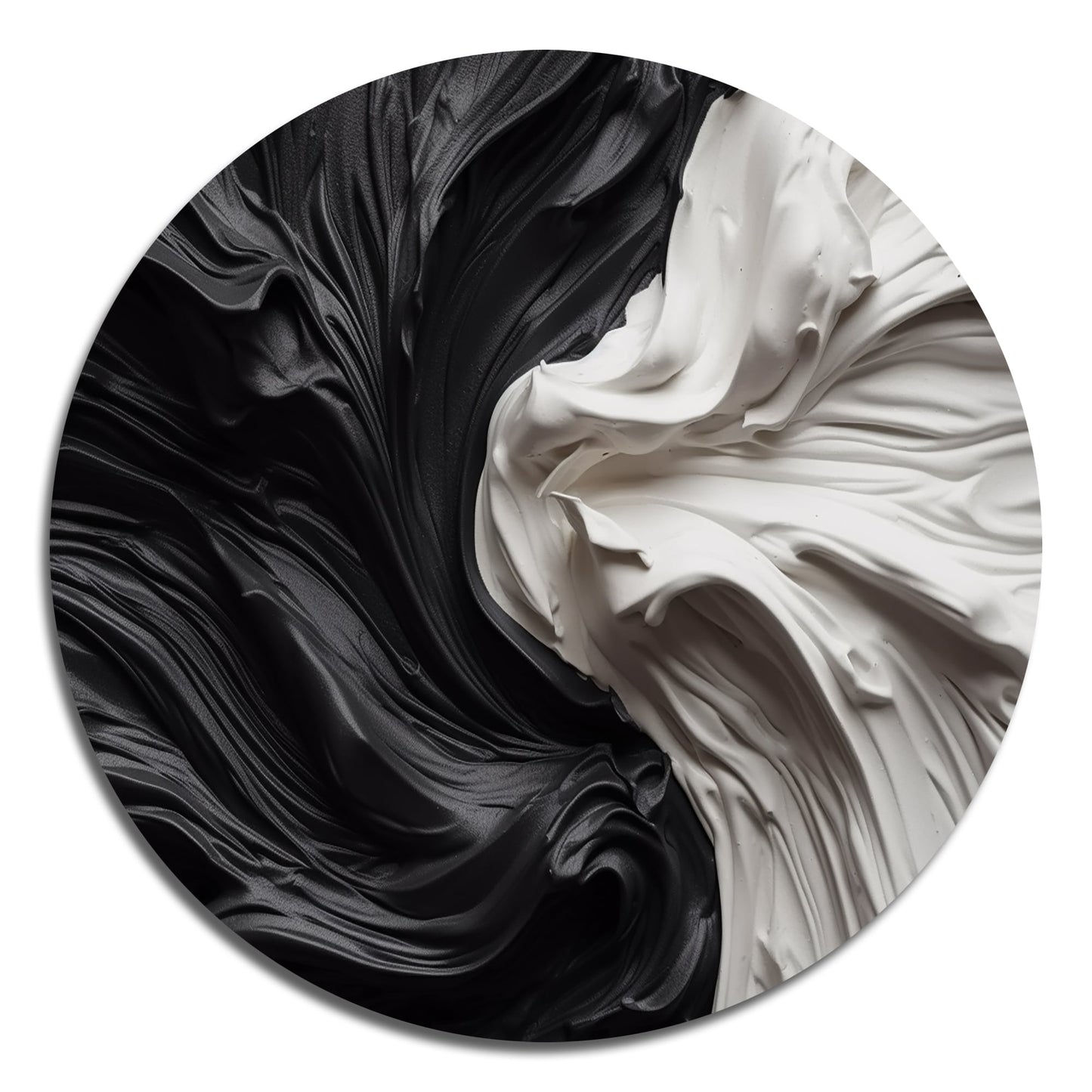 Designart Black White Marbled Dreamscape V Modern Geometric Metal Round Wall Art