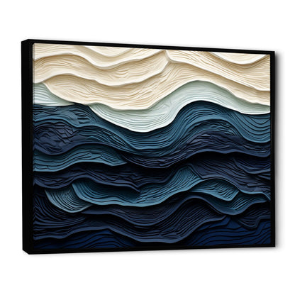 Designart Blue And White Coastal Wave S Edge Coastal Minimalism Blue Wall Decor Coastal Living Room Framed Canvas Art