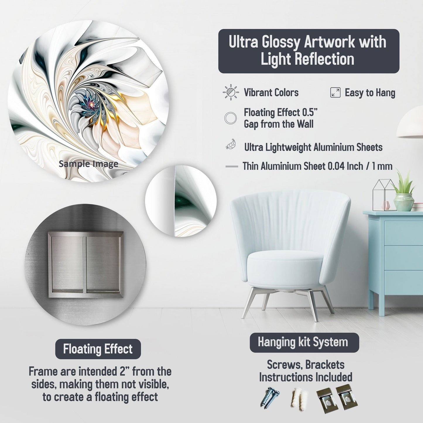 Designart Bohemian Earthly Floral Collage I Abstract Metal Wall Art Living Room