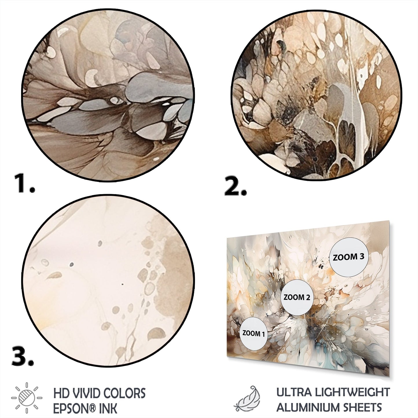 Designart Profondeurs géométriques blanches et grises I Art mural géométrique moderne en métal