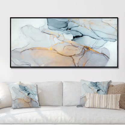 Designart Luxry Blue And Grey Marble Art Ripples II Abstract Framed Canvas Wall Art