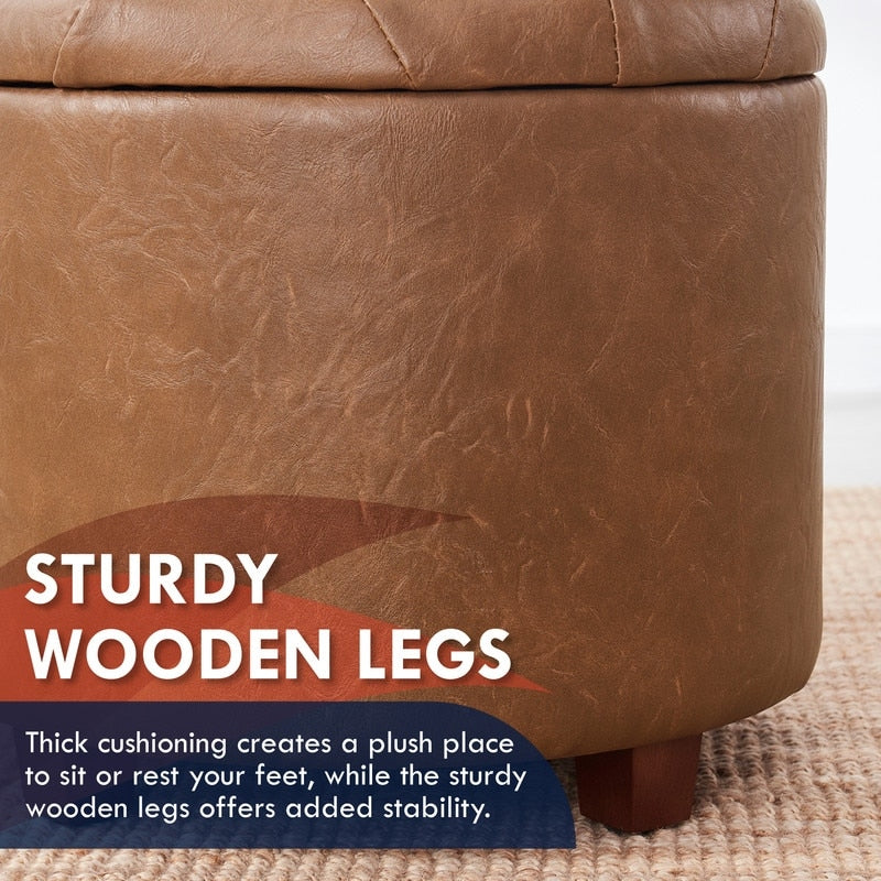 Donovan Tufted Round Storage Ottoman