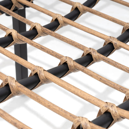 Fauteuil Papasan double avec coussin, rotin PE toutes saisons et cadre en métal pour intérieur et extérieur