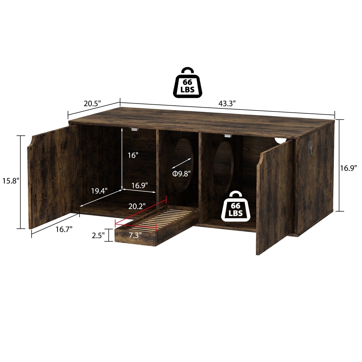 Dual-Compartment Cat Litter Box Enclosure Multi-Functional Furniture