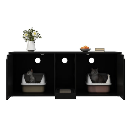 Dual-Compartment Cat Litter Box Enclosure Multi-Functional Furniture