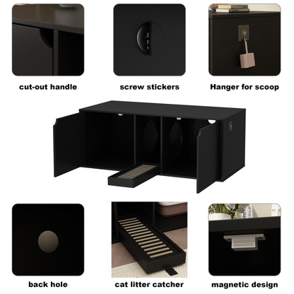 Dual-Compartment Cat Litter Box Enclosure Multi-Functional Furniture