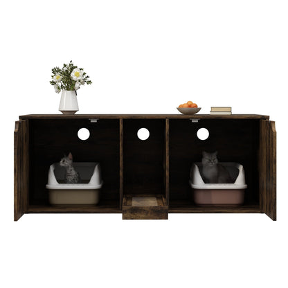 Dual-Compartment Cat Litter Box Enclosure Multi-Functional Furniture