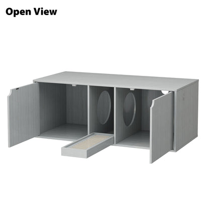 Dual-Compartment Cat Litter Box Enclosure Multi-Functional Furniture