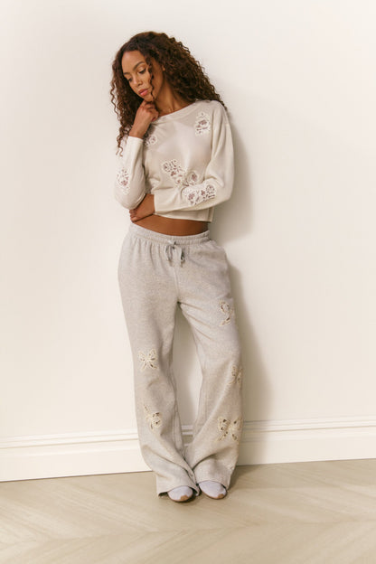 Pantalon de survêtement Elma en dentelle et nœud