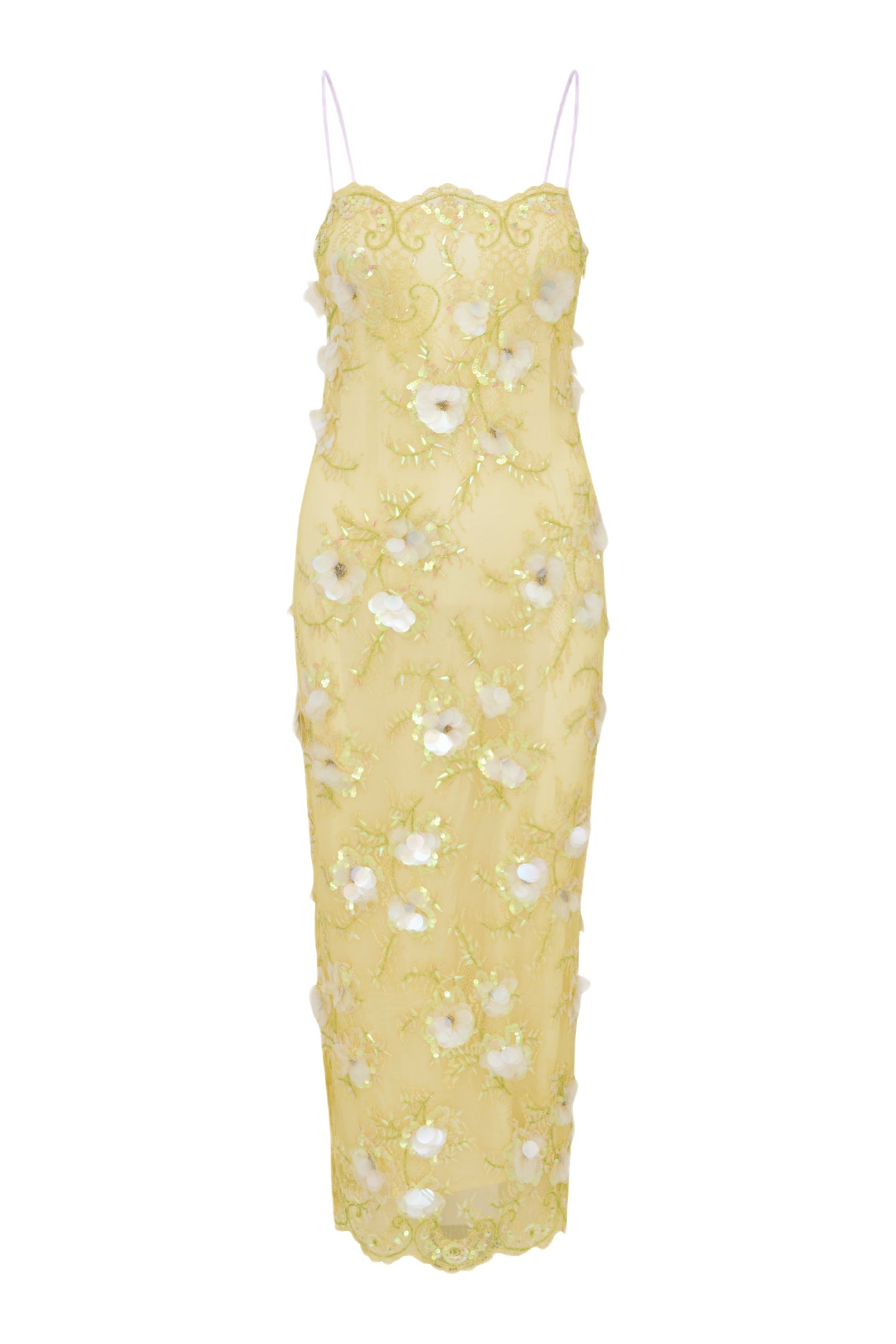 Robe longue en dentelle ornée Emalia