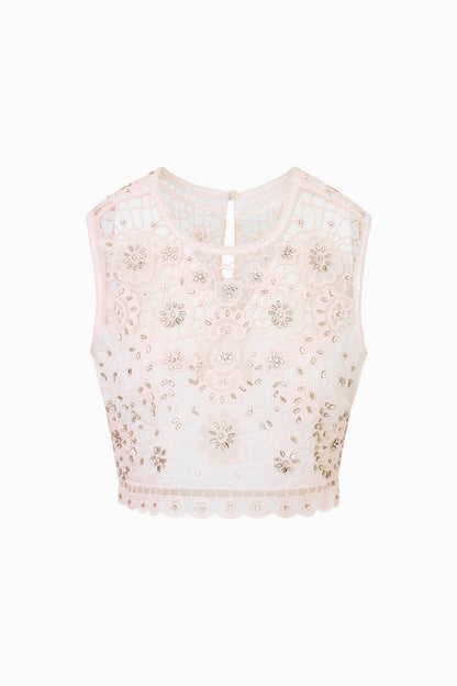 Haut court en dentelle de coton Emeryn