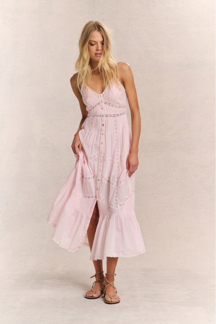 Robe midi en coton Esilda - ROSE